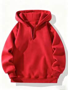 2pcs Men's Autumn/Winter Casual Sports Hooded Tracksuit Set - Red - View 2
