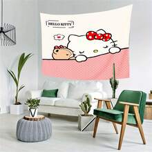 SANRIO 1件三丽鸥Hello Kitty可爱挂毯 | 可爱卡通动漫墙饰，适用于客厅、卧室、宿舍装饰，涤纶面料，家居装饰礼物，粉丝之选 - 彩色 - 查看 4