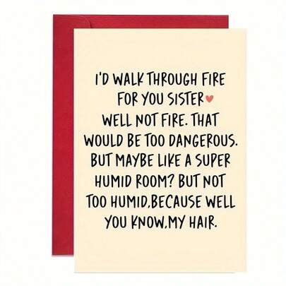 1pc Funny Birthday Card, Sister Birthday Gift, Happy Birthday Sister Card, Humorous Birthday Gift For Sister, Greeting Card, Thank You Card, Congratulations Card, Blessing Card, Memorial Card, Anniversary Card