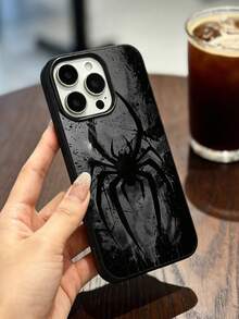 A Dark Spider Print Design Phone Case, High Aesthetic Value All Inclusive Anti Drop Soft Shell Suitable For IPhone17 Pro Max/17 Pro/16 Pro Max/16 Pro/16/15 Pro Max/15 Pro/15/14 Pro Max/14 Pro/14/13 Pro Max/13 Pro/13/12 Pro Max/12 Pro/12/11 - Black - View 5
