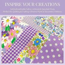 42片5英寸x5英寸紫色100%涤纶布料方块，DIY拼布魅力包，预裁绗缝缝纫DIY布料 - D - 查看 10