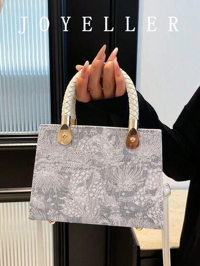 Woven Small Square Handbag For Women, New Arrival High-Quality New Chinese Style Embroidered Fashion Shoulder Tote Bag