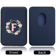 Slim Magnetic Wallet Elastic Magsafe Cardholder Magnet Phone Bag Cover Built In Magnet Designed Cellphone Credit Card Holder Compatible With Apple 16 15 Pro Max Android A-Z Wreath Pattern - Teal Blue - View 34