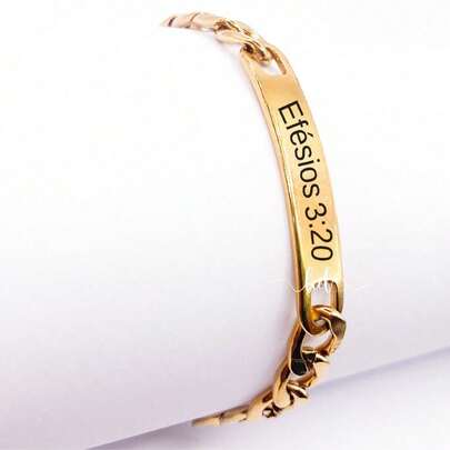 Pulseira Adulto Com Nome Personalizada Data Frase Aço Inox Presente Acessórios