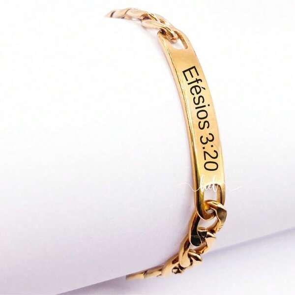 Pulseira Adulto Com Nome Personalizada Data Frase Aço Inox Presente Acessórios