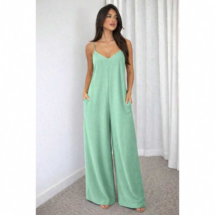 Duna Long Jumpsuit With Wide Legs - 薄荷綠 - 查看 1