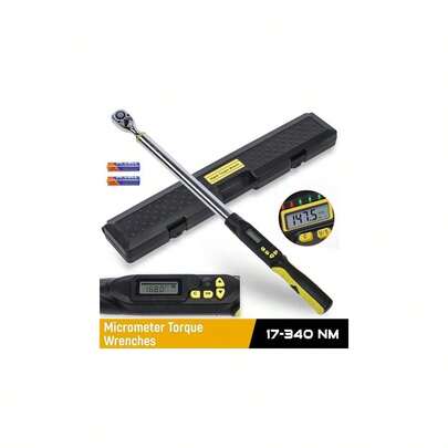 1/2" Dr Calibrated Digital Torque Wrench Adjustable 17-340Nm W/ Buzzer LED Flash