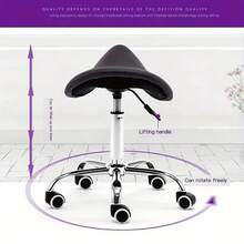 Silla Multifuncional para Uso Profesional en Salud y Belleza – Asiento Saddle Cómodo, Giro 360°, Altura Regulable y Tapizado en Cuero Sintético Fácil de Desinfectar Taburete Profesional para Salones de Belleza y Clínicas Médicas – Diseño Minimalista, Fácil de Limpiar, Altura Personalizable y Excelente Estabilidad en Superficies Lisas - Negro - Ver 8