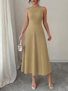 PRETTYGARDEN Women's Summer Dresses Casual  Business Work Midi Sleeveless A Line Pleated Evening Elegant Dresses Cocktail Wedding Guest Graduation Dress Camel Dresses For Women - 駝色 - 查看 5