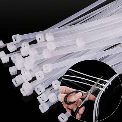 100pcs Heavy Duty Cable Ties, 6 Inch/12 Inch, High Quality Plastic Material, 50 Lbs Tensile Strength, Self-Locking Black Nylon Zip Ties, Suitable For Indoor And Outdoor Use