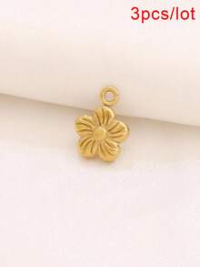 3pcs Stainless Steel Small Flower Pendant Findings 18K Gold Plated Charms For DIY Jewelry Making Supplies Accessories - Pendants - View 18