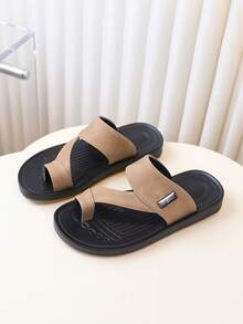 儿童时尚拖鞋 / 儿童夏季时尚舒适轻便软底人字拖凉鞋 - 卡其色 - 查看 2