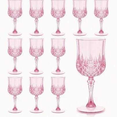 复古香槟杯，钻石葡萄柄葡萄酒杯，水果杯，饮料杯，适用于生日派对、情人节、婚礼、聚会，多用途家居用品