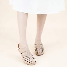 Ecetana Women's Summer Platform Slippers,Women's Retro Wedge Slide Sandals- Super Breathable, Stylish Closed Toe Cut-Out Design With Arch Support.Women Comfortable Beige Sandals,Perforated Closed Toe Slip On Sandals, Effortless Slip-On, Perfect For Match With Dress And Casual Outdoor - 2018米色 - 查看 6