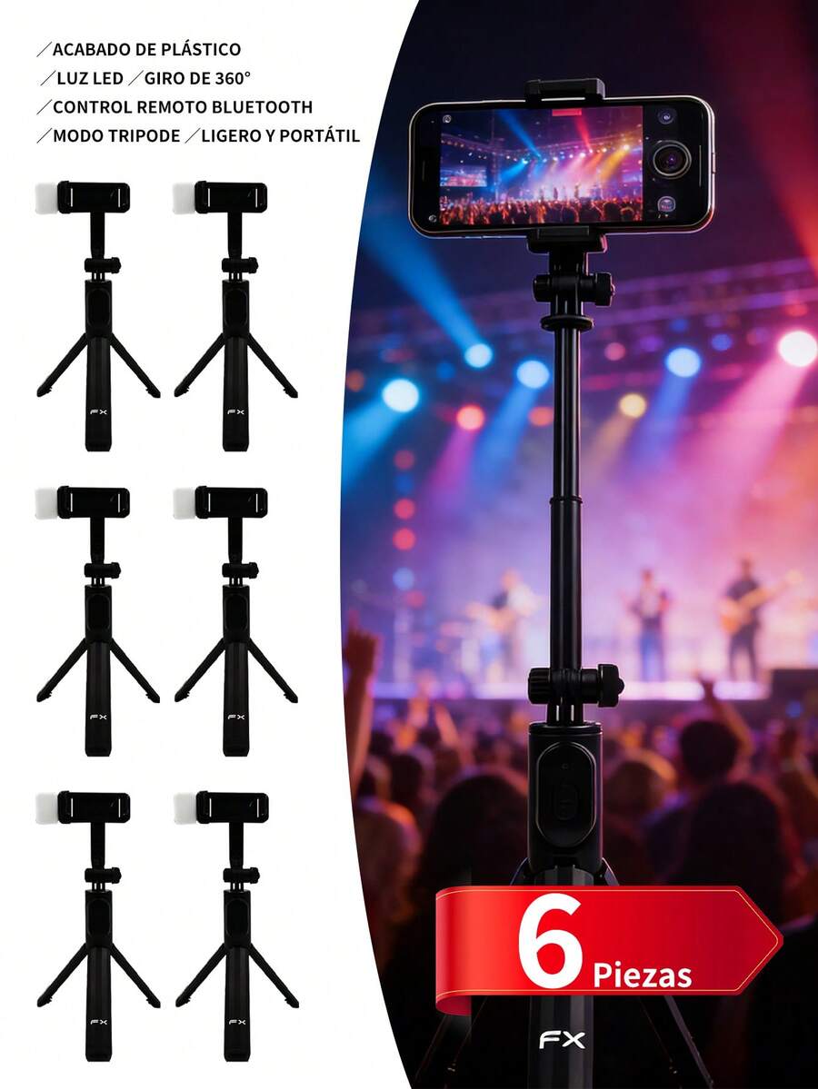 6 piezas Palo de selfie Bluetooth multifuncional con trípode,Palo de selfie extensible de 100CM,mando a distancia Bluetooth desmontable, luz de relleno, soporte ajustable, giratorio, trípode telescópico, trípode de piso profesional diseñado para transmisión en vivo con control remoto inalámbrico, soporte para teléfono inteligente giratorio 360°, estable y antivibración, monopie ideal para viajes y vlogging al aire transmisiones para vacaciones de verano, viajes y actividades al aire libre.