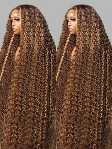 Highlight Ombre Lace Front Wigs Human Hair 250% Density 13x4 HD Honey Blonde Deep Curly Wig Human Hair 4/27 Glueless Jerry Curly Human Hair Wigs Pre Plucked With Baby Hair For Women 15A  Brazilian Virgin Colored Kinky Curly Human Hair Wigs - SP4/27 - 查看 6
