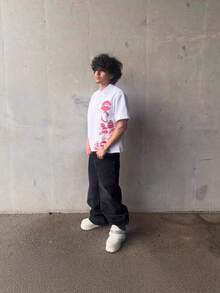 Y2K Lip Print Polo Shirt | Oversized Streetwear Casual Short Sleeve Top - trắng - Xem 2