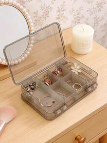 1pc Portable Jewelry Storage Box Multi-Layer Large Capacity Jewelry Organizer Dust-Proof Jewelry Box With Compartments For Earrings Necklaces Rings Bracelets Jewelry Display Holder For Women - Multicolor - View 9