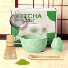 Matcha Whisk Tea Set Kit: Japanese Matcha Kit - Ceramic Bowl Bamboo Whisk Chasen Holder Spoon Measuring Scoop Sifter - Traditional Practical For Tea Ceremony Breakfast Lattes - Home Kitchen Christmas - ColorB - View 9