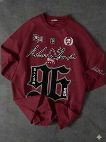 Stylish Women's Printed T-Shirt Big New York  2026 - Maroon - View 2