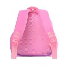 1pc Girls' Up House Print Castle Coin Purse, Breathable Mesh Strap, Multi-Compartment, Zipper, Cute Style Backpack For Kindergarten Daily Use - Pink - View 4