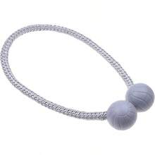 Magnetic Curtain Tiebacks - 2X Decorative Rope Holdbacks - 45cm In Length -, Thick Curtains, Draperies - Homes, Indoor And Outdoor Curtains - Ball Shaped - Grey - View 2