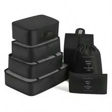 Juego de 7 bolsas organizadoras de viaje,bolsas para empacar ropa,para guardar equipaje de viaje - Negro - Ver 2