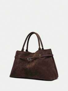Retro Style Minimalist High-End Multifunctional Large Capacity Tote Bag , Office Bag - Coffee Brown - View 5