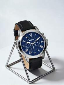 Đồng hồ bấm giờ Grant Quartz dành cho nam, mặt số đen, dây da đen, hiển thị ba kim, phong cách công sở thường ngày, phù hợp để đeo hàng ngày. FS4991 - Màu xanh lam - Xem 9