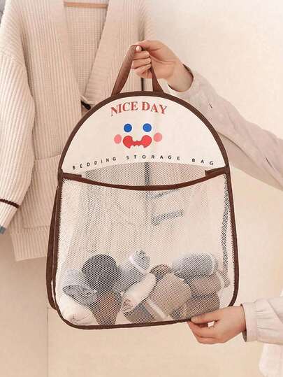 2pcs Hanging Mesh Storage Bag, Polyester Breathable Washable Laundry Sorting Bag, Wall Mounted Underwear And Socks Classification Storage Bag, Laundry Bag