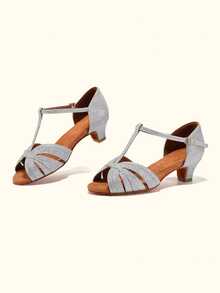 女士闪亮拉丁舞鞋、舞蹈凉鞋、交谊舞鞋、莎莎舞表演鞋、交谊舞鞋、婚礼派对鞋 - 銀色 - 查看 3