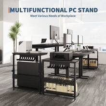 LIZHOUMIL Adjustable Computer Tower Stand With Wheels Rolling CPU Holder Cart 2 Tier Under Desk Mobile PC Stand With Cable Management Rack Professional Office Home Desktop Tower Holder 22 To 34 Inch Length - Black - Four Parts - View 2