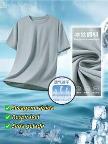 Set Of 3 Men's Short-Sleeve T-Shirts In Breathable, Quick-Drying Cool Silk Mesh - Black - View 6