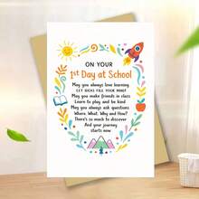 1st Day At School Congratulations Card – 'On Your 1st Day At School' – Whimsical Learning & Adventure Illustration – Includes Envelope – Perfect Heartfelt Gift For Celebrating A Child's First Day Of School With Joy & Encouragement - Single Piece - View 12