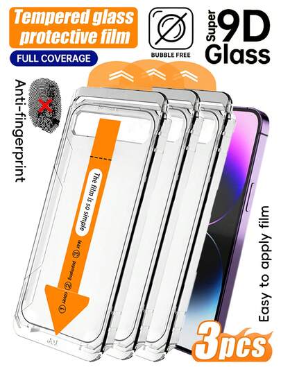 3pcs High-Definition Tempered Glass Screen Protector, One-Click Installation, Suitable For IPhone 11/12/13/14/15/16/17/17Pro/17Air/17Pro Max And Other Models, Anti-Fingerprint, Full Edge Coverage, Dust-Proof Earpiece, 8K High-Definition Glass With High Transparency, 9H+ Material Anti-Drop And Wear-Resistant, Bubble-Free Easy Installation, Anti-Oil Coating For Smooth Finish, Ideal Gift Choice