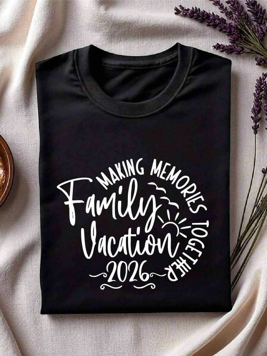 Family Vacation Trip 2026 T-Shirt, Family Trip Shirt, Family Beach Trip Tee, Matching Family Vacay Short Sleeve, Travel Gift. GA402 - 黑色 - 查看 1