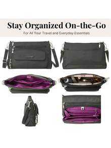Baggallini Original Everyday 11x7.5 Crossbody Bags Rfid Protected Lightweight Nylon Zippered Travel Purse - Than - Xem 6