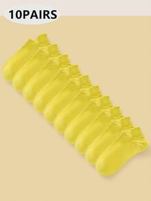 10/20 Pairs Men's White Low-Cut Mesh Socks, Breathable & Comfortable, With Arch Support, Suitable For Workout - White - View 7