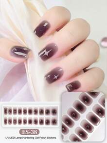 Semi Cured Gel Nail Strips, 20Pcs Long Lasting Salon Quality Wraps, Easy Apply & Remove Gel Nail Stickers With UV Light - Dark Grey - View 9