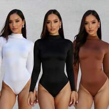 KIT 3 COLLANT Body Suplex Second Skin Cacharrel Long Sleeve High Neck - 棕色/米色/白色 - 查看 3