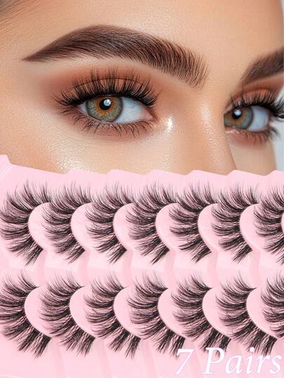 7 זוגות ריסים מלאכותיים בסגנון מנגה, עין חתול אנימה ריסים מלאכותיים, לשימוש יומיומי באיפור הארכת קוספליי, ריסים לשימוש חוזר למסיבה