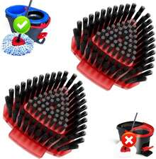 Fatmass 2 Pack Upgraded Spin Mop Replace Scrub Mop Brush Compatible With O Cedar 2 Tank RinseClean, Great For Kitchen, Deck, Bathroom And Shower Floor Scrubber - ColorC - 查看 1