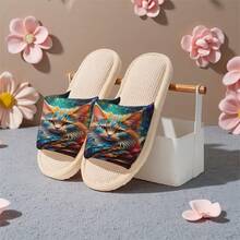 1双男女通用新款加厚绒拖鞋，印花家居拖鞋，四季皆宜，室内外两用，保暖绒内里冬季鞋，节日礼物拖鞋，生日礼物拖鞋，卧室拖鞋 - 女款拖鞋 - 查看 8