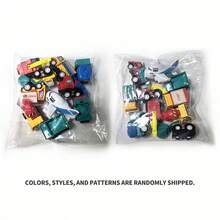 10件套迷你工程车玩具套装，小型飞机玩具车，适合作为男孩女孩的生日礼物和节日礼物、课堂奖励、派对礼物（颜色、款式和图案随机搭配） - 彩色 - 查看 2