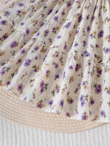 女童春夏泡泡袖针织开衫+碎花吊带裙两件套，清新时尚 - 紫色 - 查看 7