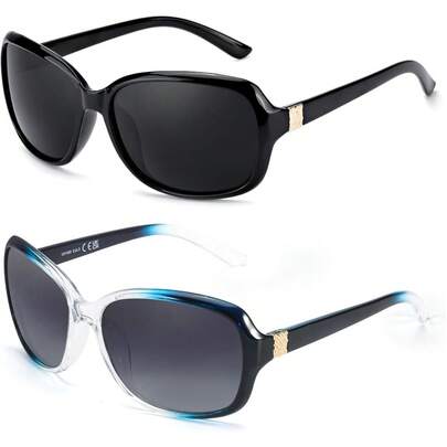 2 Packs Polarised Sunglasses For Women Fashion Lightweight Wrap Around Shade UV400 Protection