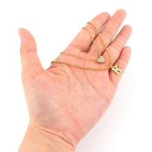 2件套新款经典心形字母吊坠金色不锈钢链珠链多层颈链女款 - 金黃色 - 查看 3