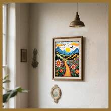 1件套DIY钻石画套装 - 山峦日落花鸟风景，圆形水钻刺绣艺术品，包含山峦、花鸟场景的完整工艺品，适合儿童和青少年，具有疗愈功效的爱好。 - 彩色 - 查看 3