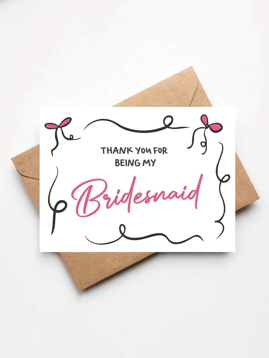 1 pieza Tarjeta de agradecimiento para dama de honor, "Gracias por ser mi dama de honor" Tarjeta de felicitación, Tarjeta de apreciación elegante para boda - multicolor - Ver 1