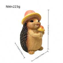 Meet Your Garden's Whimsical Guardian! This Charming Hedgehog Statue, Carefully Clutching A Tiny Mushroom And A Big Apple, Brings A Smile To Any Space. Perfect For Your Desk, Windowsill, Or Garden Patio To Add A Touch Of Heartwarming Joy. - Brown - View 5